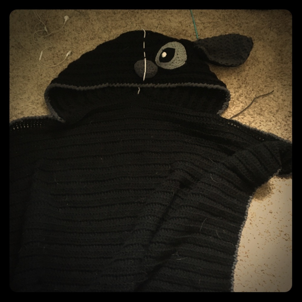 Handmade Crochet Blanket with Bunny Hood - Picture 3 of 5